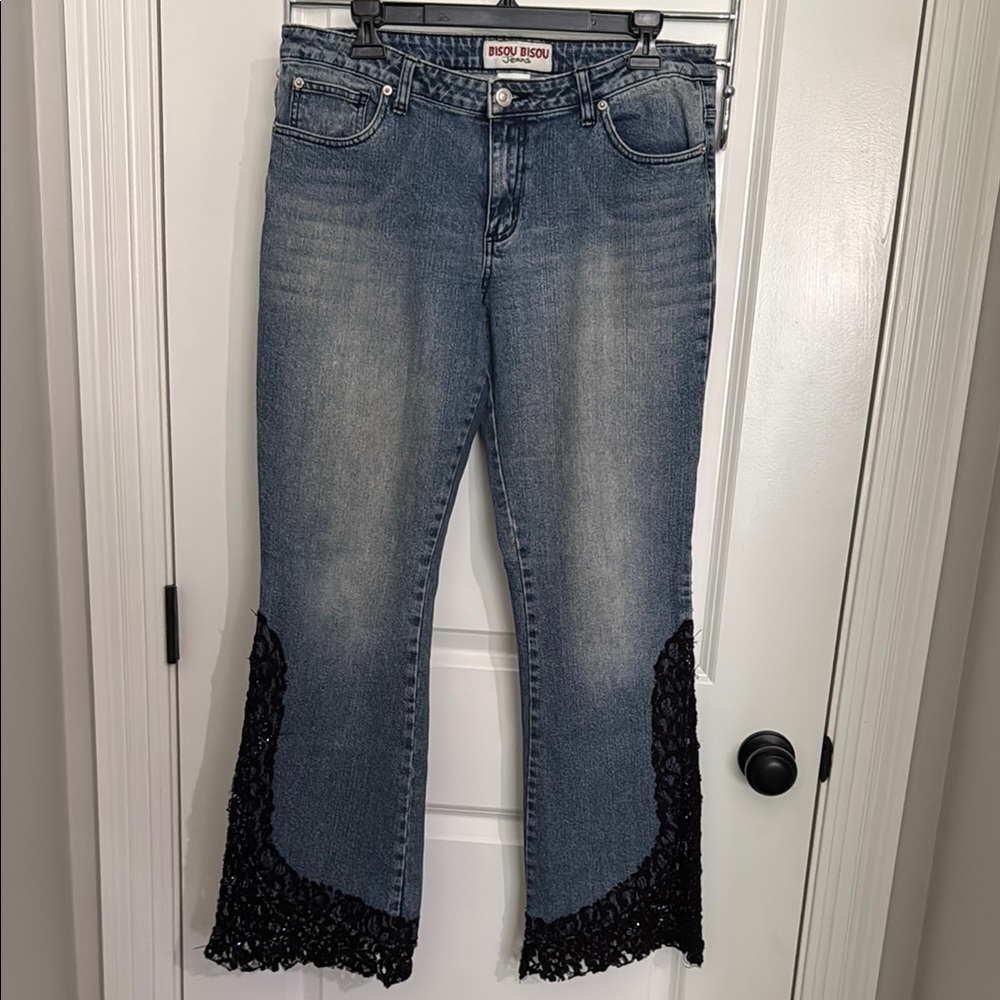 Bisou Bisou Blue and Black Flare Wide Leg Jeans